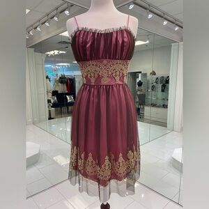 Elegant Pink, Brown, and Gold Dress